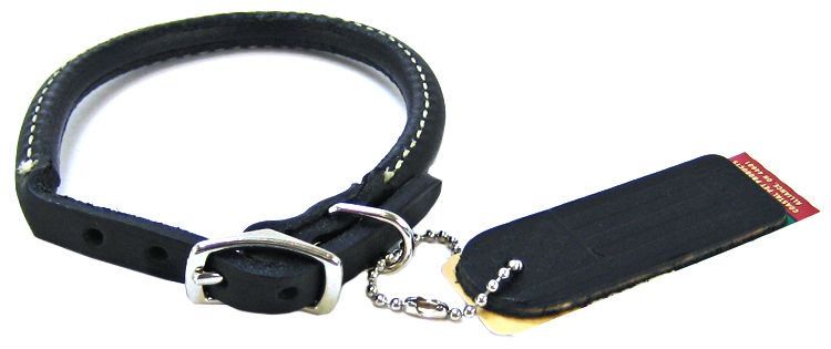 Pet Leather Round Collar - Black