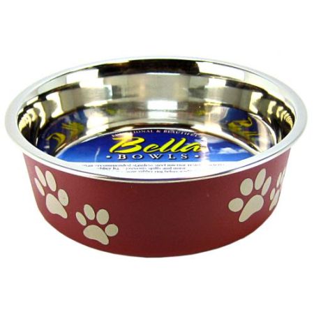 Stainless Steel & Merlot Dish with Rubber Base